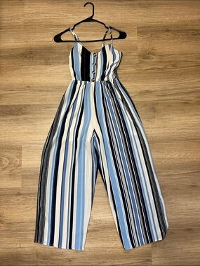 Liberty Love Blue & White Striped Wide-Leg Jumpsuit